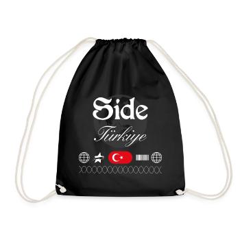 Side Turkey Streetwear Travel Souvenir - Drawstring Bag - black - Front