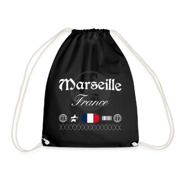 Marseille Frankreich Streetwear Reise Souvenir - Turnbeutel - Schwarz - Vorne