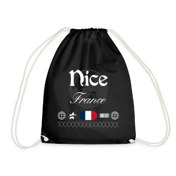 Nizza Frankreich Streetwear Reise Souvenir - Turnbeutel - Schwarz - Vorne