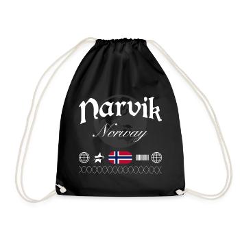 Narvik Norway Streetwear Travel Souvenir - Drawstring Bag - black - Front
