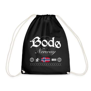 Bodø Norway Streetwear Travel Souvenir - Drawstring Bag - black - Front