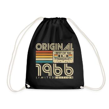 1966 Birthday Retro Vintage Vintage Gift - Drawstring Bag - black - Front