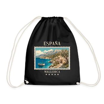 Spanien Mallorca Vintage Reisemarke - Turnbeutel - Schwarz - Vorne