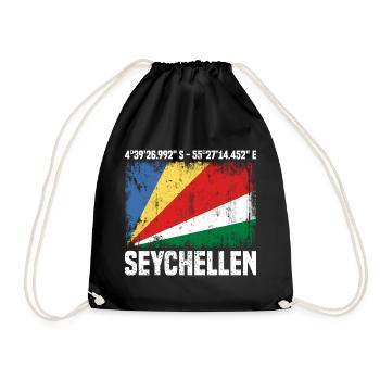 Seychellen Koordinaten - Turnbeutel - Schwarz - Vorne