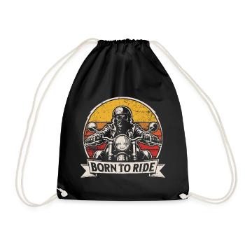 Né pour monter | Moto rétro | Style motard - Sac de sport léger - noir - Devant