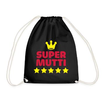 super mom super mom mommy mother - Drawstring Bag - black - Front