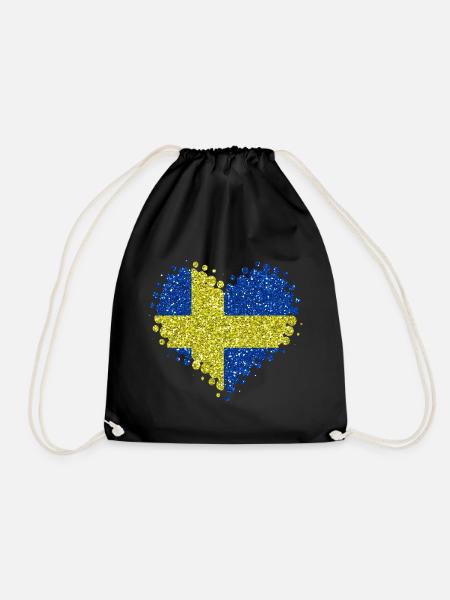 Ich Liebe Schweden Glitzer schwedisch Heimat Stolz - Turnbeutel - Schwarz