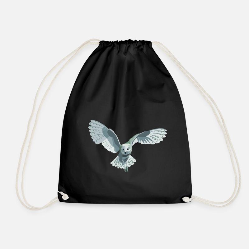 barn owl - Drawstring Bag - black