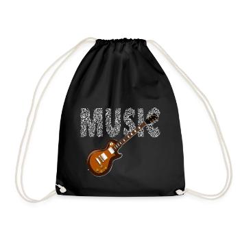 Musician Guitarist Guitar Sheet Music Music Electric Guitar - Drawstring Bag - black - Front
