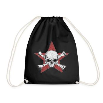 crâne et étoile rouge - Sac de sport léger - noir - Devant
