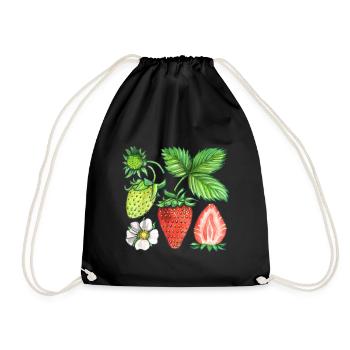 Strawberries - Drawstring Bag - black - Front
