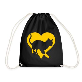 Cat Cat Pussy Gift Heart - Drawstring Bag - black - Front