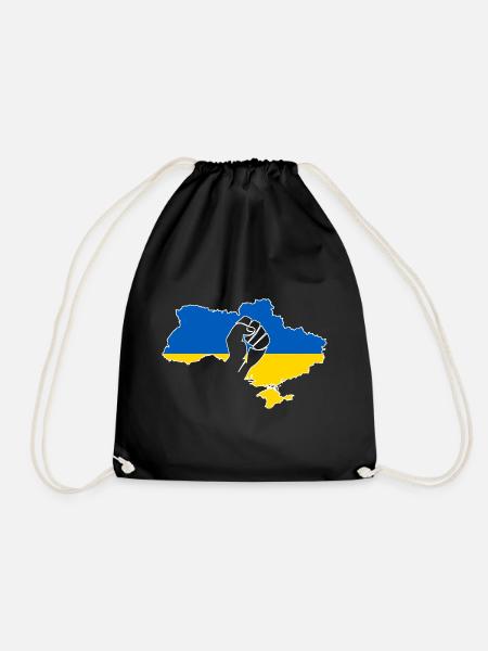 Ukraine fist flag proud gift home Kiev - Drawstring Bag - black