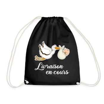 Livraison en cours cigogne grossesse - Sac de sport léger - noir - Devant