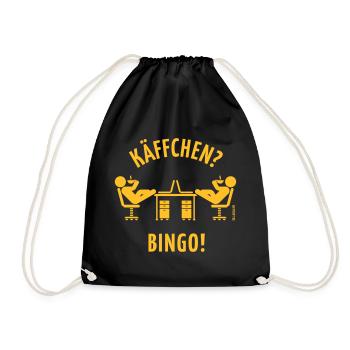 Käffchen Bingo (Baumann Klausen Clausen Kaffee V1) - Turnbeutel - Schwarz - Vorne