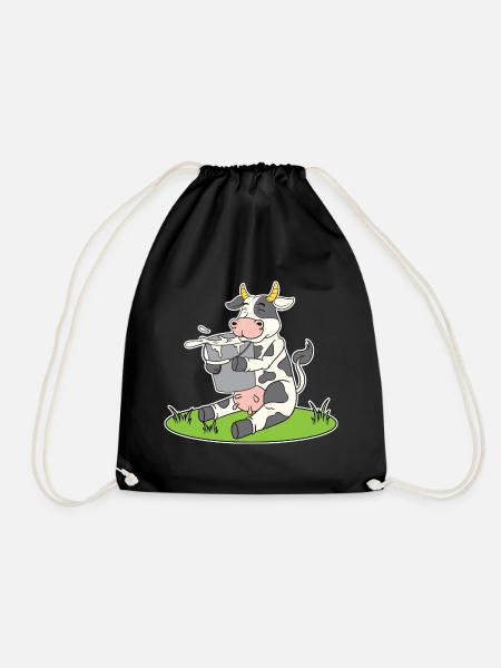 Drôle de vache avec un seau de lait vache douce vache vache vaches - Sac de sport léger - noir
