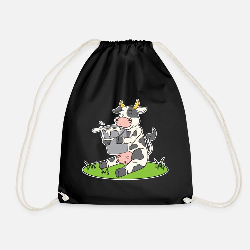Drôle de vache avec un seau de lait vache douce vache vache vaches - Sac de sport léger - noir