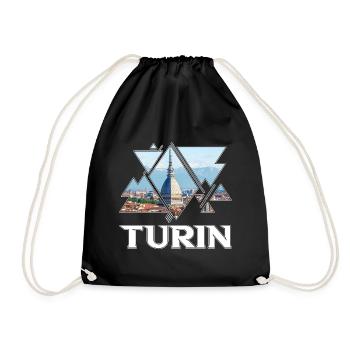 Turin Torino Italy City Skyline Home Love - Drawstring Bag - black - Front