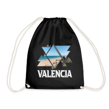 Valencia Spain City Skyline Holiday Love - Drawstring Bag - black - Front