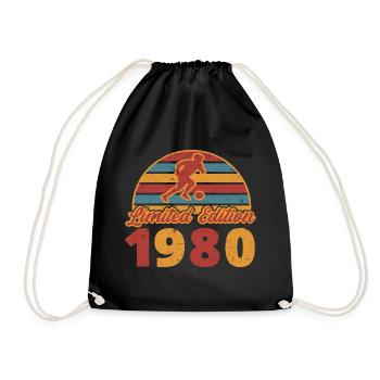 Fußball Fußballer Fußballerin Geburtstag 1980 - Turnbeutel - Schwarz - Vorne