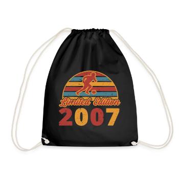 Footballer Football Player Football Birthday 2007 - Drawstring Bag - black - Front