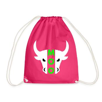 Moo (half head bull) - Drawstring Bag - fuchsia - Front