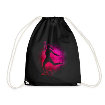 Women's Men's Footballers Playing Football - Drawstring Bag - black - Front