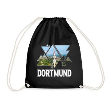 Dortmund Deutschland Stadt Skyline Heimat Liebe - Turnbeutel - Schwarz - Vorne