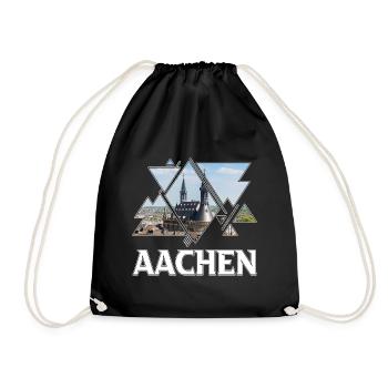 Aachen Deutschland Stadt Skyline Heimat Liebe - Turnbeutel - Schwarz - Vorne