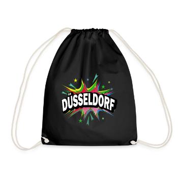 Dusseldorf Germany City Pop Art Comic Art - Drawstring Bag - black - Front