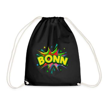 Bonn Germany City Pop Art Comic Art - Drawstring Bag - black - Front