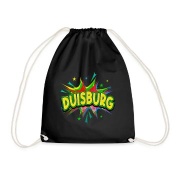 Duisburg Germany City Pop Art Comic Art - Drawstring Bag - black - Front