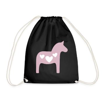 Dalapferd rosa Herzen skandi Weihnachten Hygge - Turnbeutel - Schwarz - Vorne