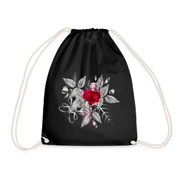 arrangement de Saint-Valentin en argent avec des roses - Sac de sport léger - noir - Devant