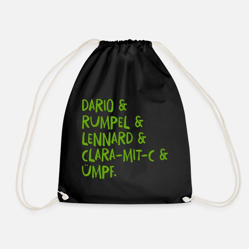 KoboldKroniken Main characters Green Writing - Drawstring Bag - black