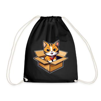 Chat mignon dans une boîte en carton - Sac de sport léger - noir - Devant
