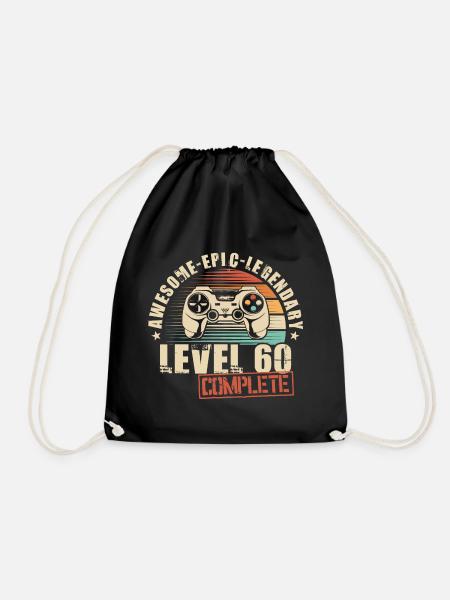 60. Geburtstag Gamer 60 Jahre Level 60 Complete - Turnbeutel - Schwarz