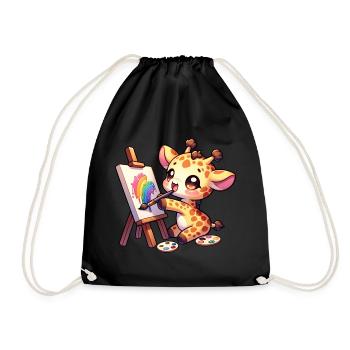 Girafe Peinture Chemise Enfant Artiste à col long - Sac de sport léger - noir - Devant