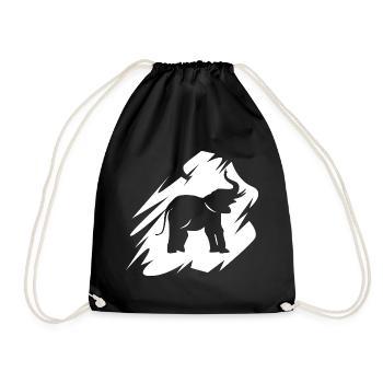 Elephant Brushstroke Icon Logo Elephant Icon - Drawstring Bag - black - Front