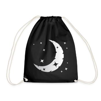 Mond und Sterne - Turnbeutel - Schwarz - Vorne