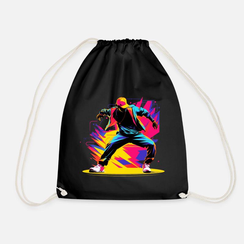 90er Farben Breakdancer - Turnbeutel - Schwarz
