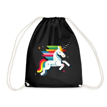 Magic Unicorn – Colorful Design - Drawstring Bag - black - Front