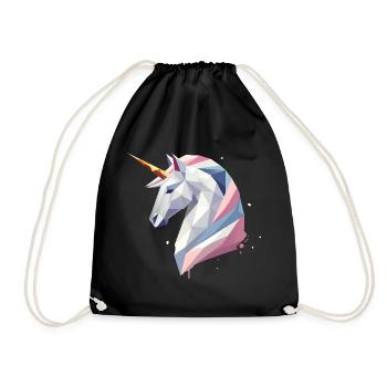 Geometrisches Einhorn – Moderne Eleganz - Turnbeutel - Schwarz - Vorne