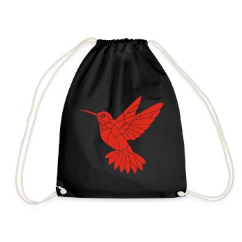 Red Hummingbird - Drawstring Bag - black - Front