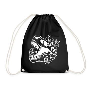 Conception de silhouette de dinosaure floral - Sac de sport léger - noir - Devant