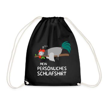 Personal sleep shirt gift rooster chicken chickens - Drawstring Bag - black - Front