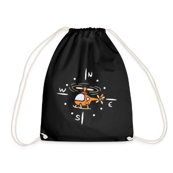 Hélicoptère de dessin animé avec conception de boussole - Sac de sport léger - noir - Devant