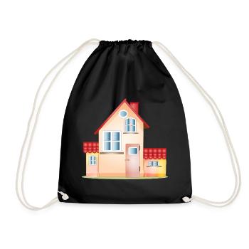 Maison colorée – Motif de maison conviviale - Sac de sport léger - noir - Devant