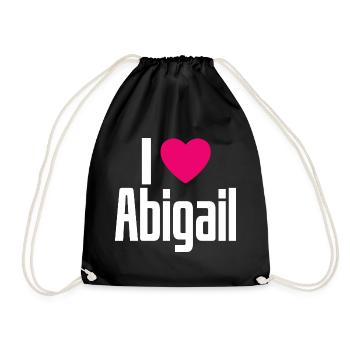 I Love Abigail Pink Heart I Love Abigail - Drawstring Bag - black - Front