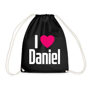 I Love Daniel Pinkes Herz Ich liebe Daniel - Turnbeutel - Schwarz - Vorne
